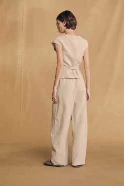 Tilo, gray and brown striped pants