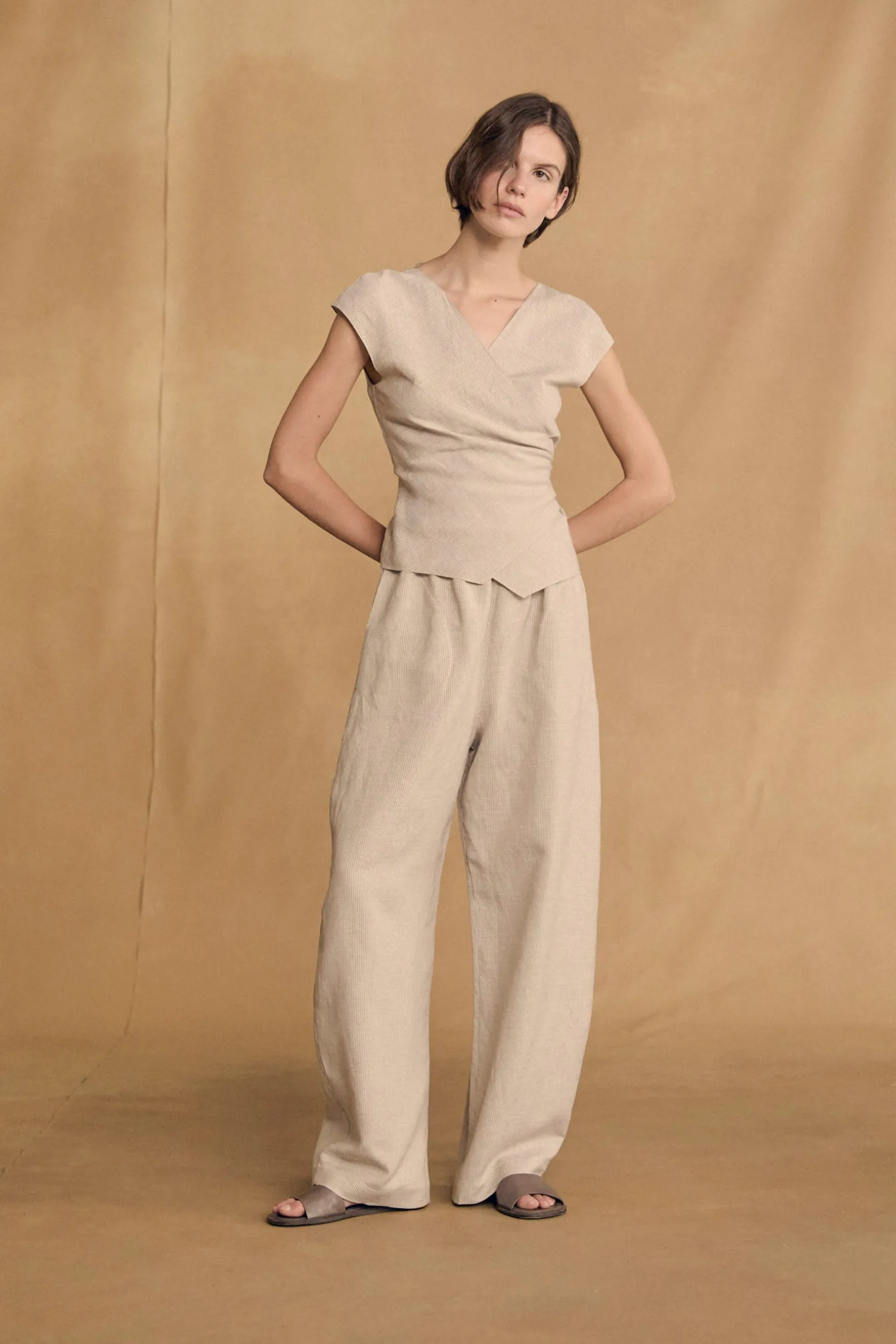 Tilo, gray and brown striped top