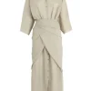 Tramonto, sage green ramie midi dress