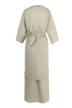 Tramonto, sage green ramie midi dress