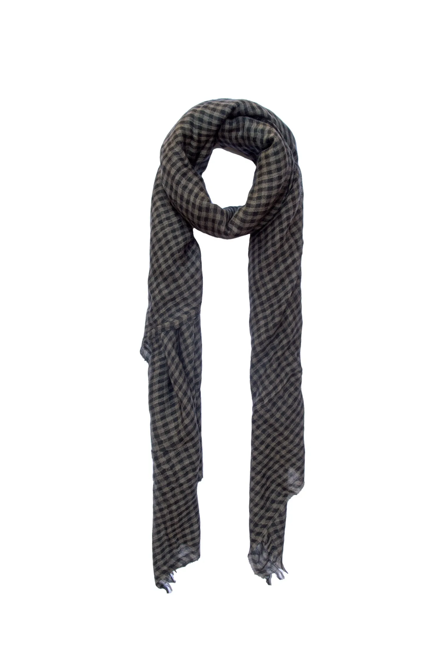 Trevor, gray checked vichy scarf in cashmere and silk
