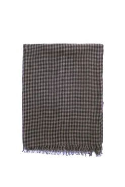 Trevor, gray checked vichy scarf in cashmere and silk