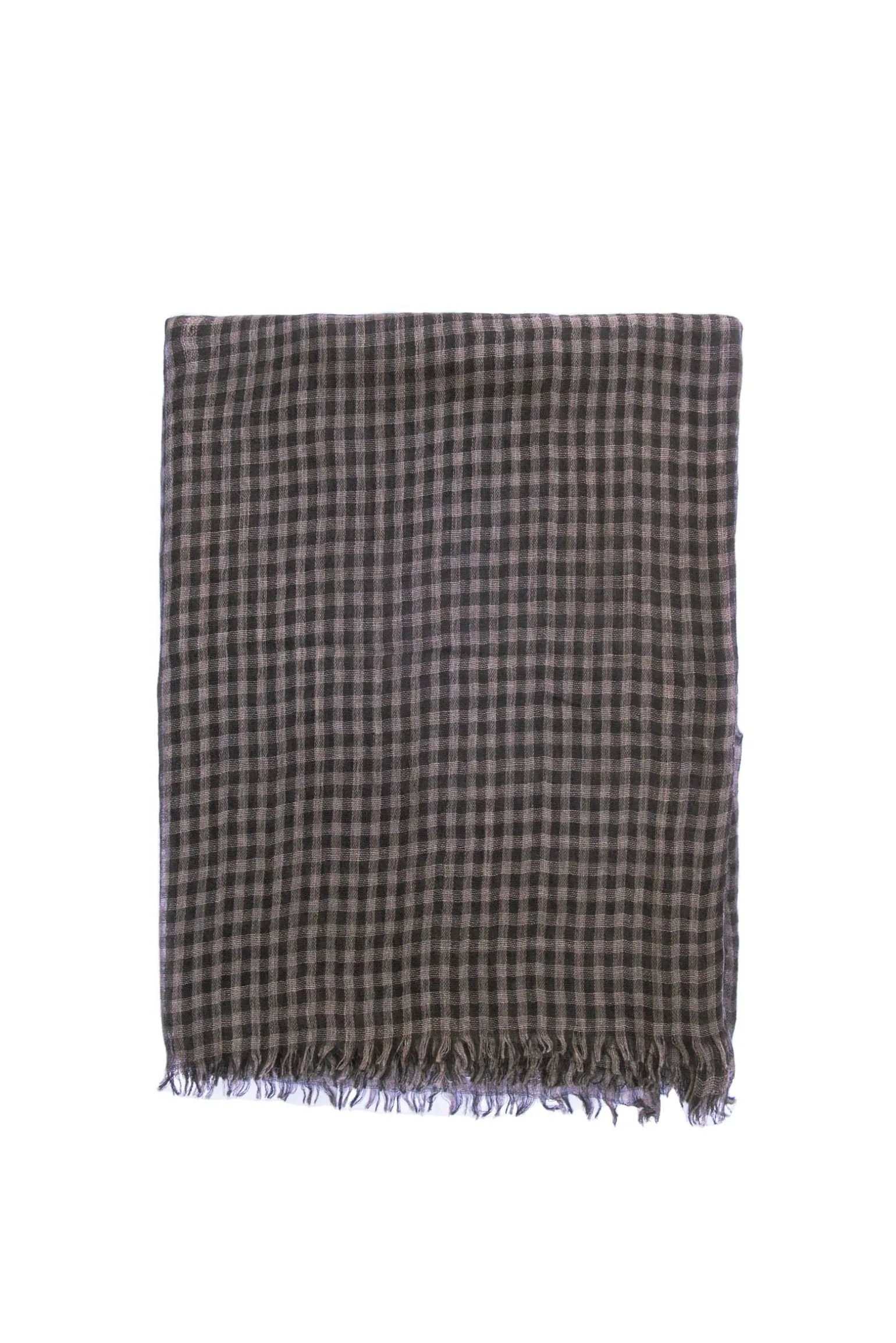 Trevor, gray checked vichy scarf in cashmere and silk