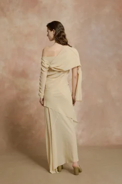 Trouble, beige silk top