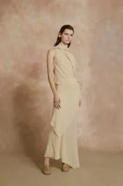 Trouble, beige silk top