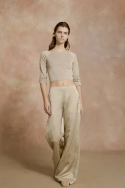 Tussa, eggplant silk knit top