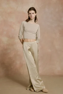Tussa, eggplant silk knit top