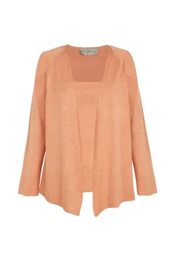 Tussa, tangerine silk knit cardigan