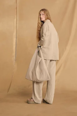 U XL, stone suede bag
