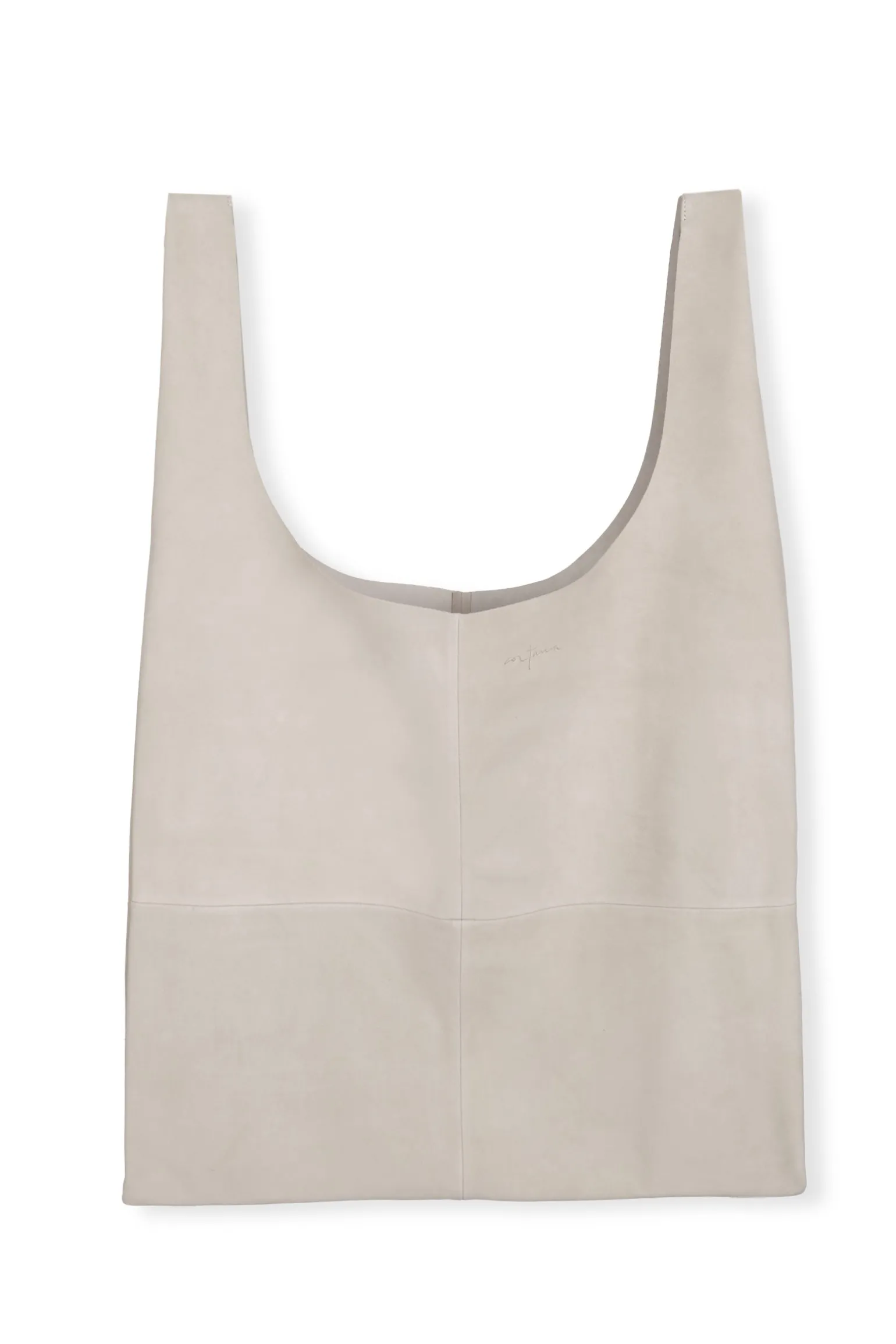 U XL, stone suede bag