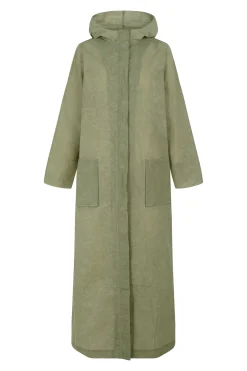 Wax, green waxed cotton raincoat