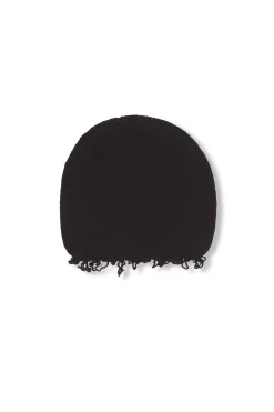 Winter, black wool and cashmere beanie