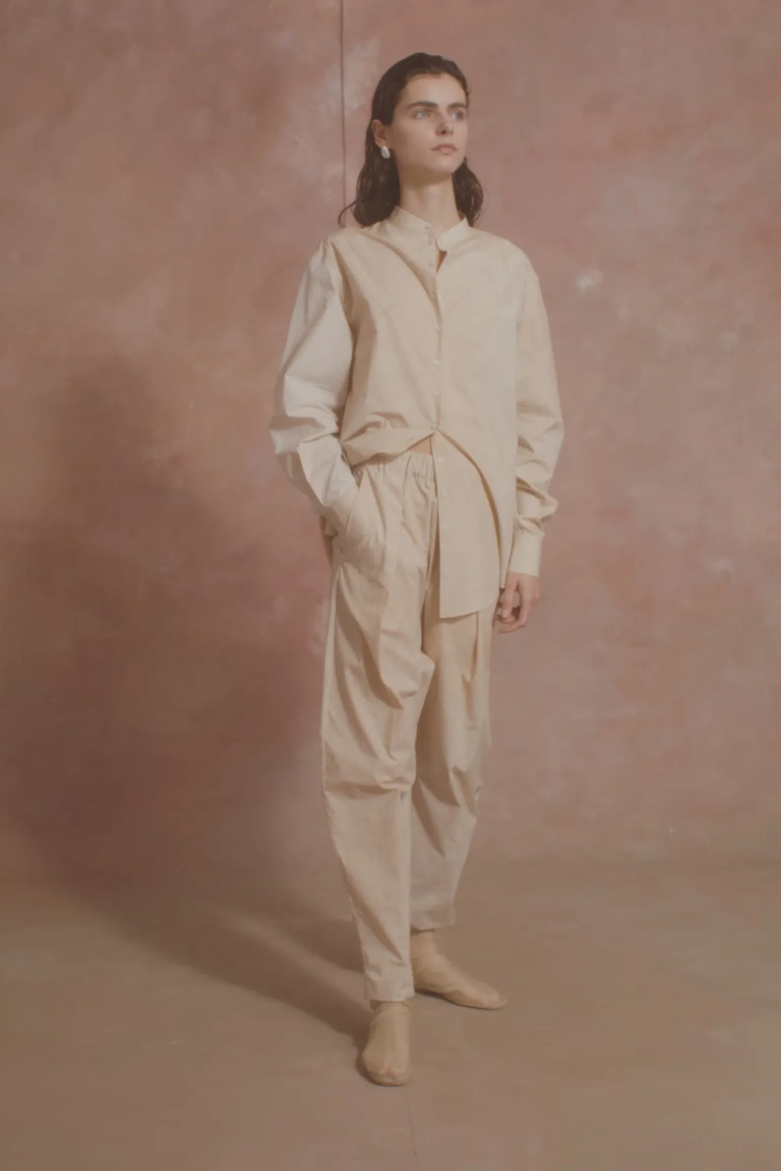 Yoko, fade beige poplin shirt