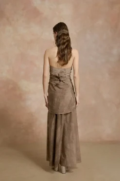 Yoko, fade cocoa halter dress
