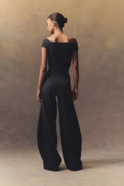 Zaida, graphite silk tulle crop top