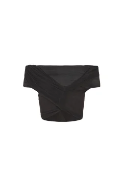 Zaida, graphite silk tulle crop top