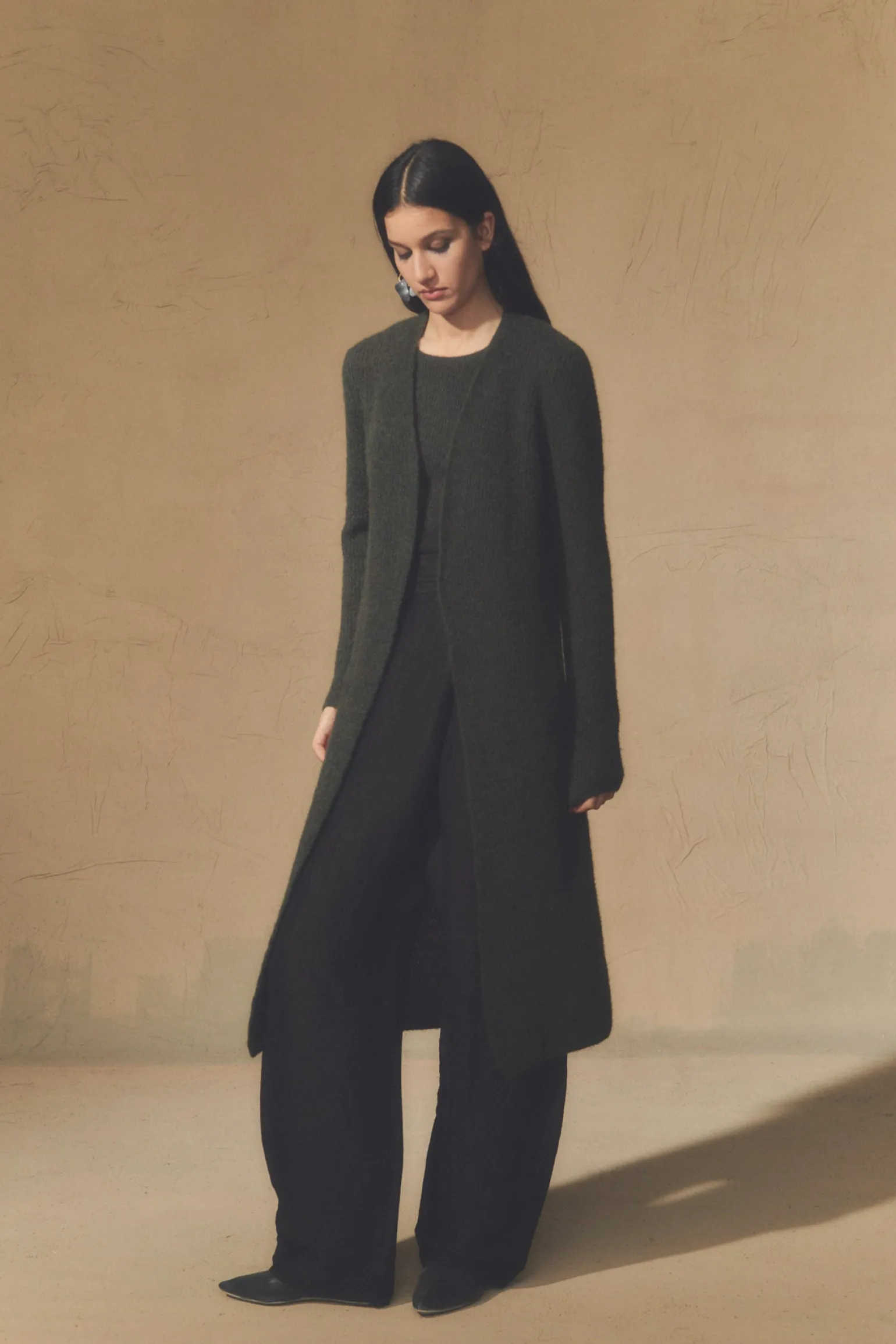 Zakia, burgundy long knitwear jacket in baby alpaca, wool and silk