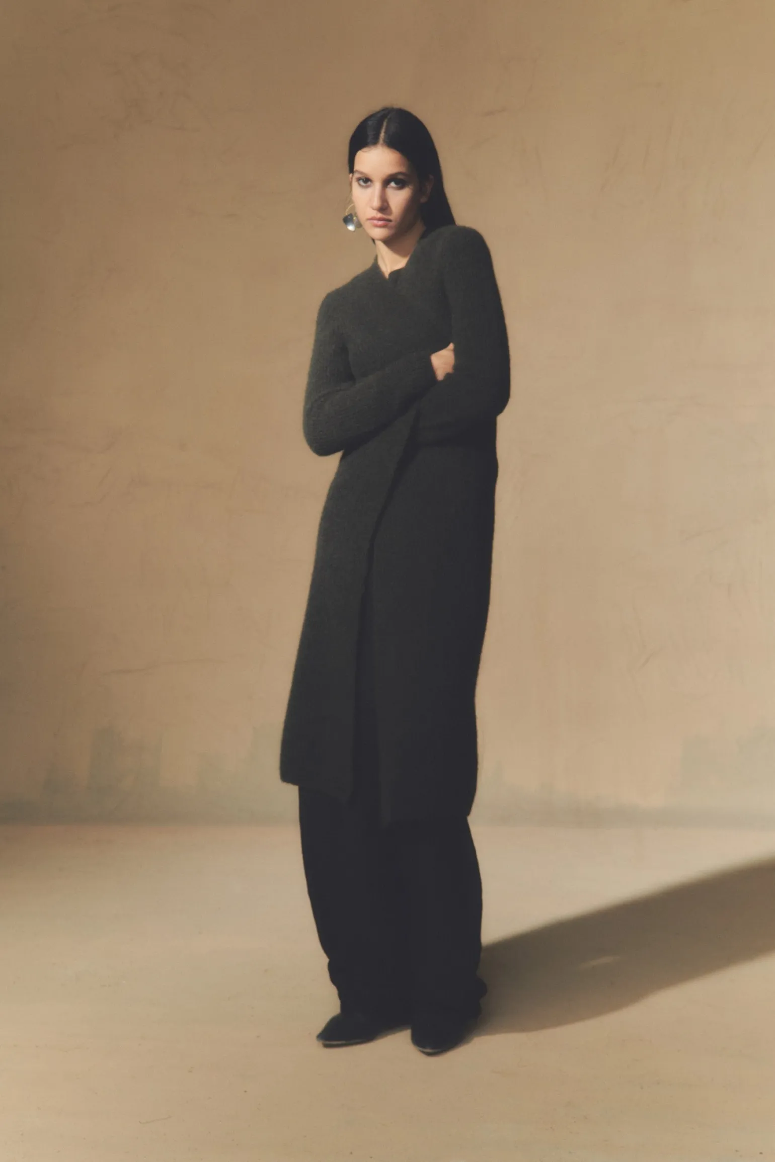 Zakia, green knitwear jacket in baby alpaca, wool and silk
